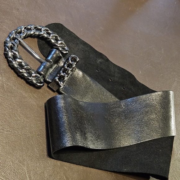 Warehouse Accessories - VGC Preloved Soft, Wide Leather Dress Hip Belt, by Warehouse, Holes from 28-32in